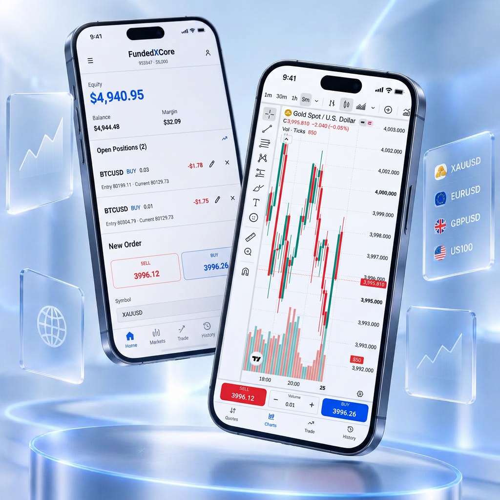 FundedXCore mobile trading terminal